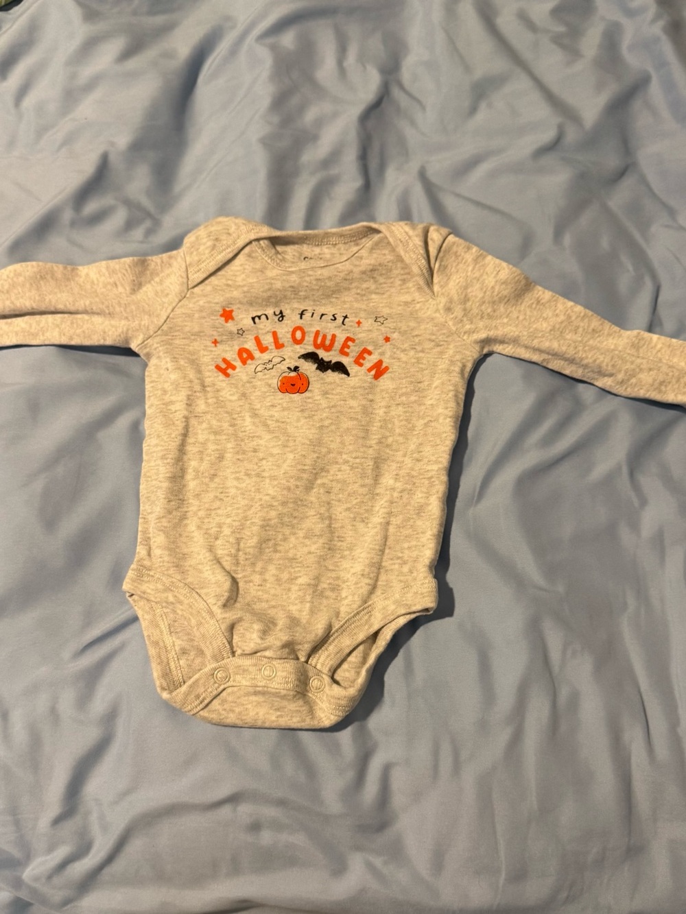 Carter's Gray 'My First Halloween' Long-Sleeve Bodysuit with Orange Pumpkin